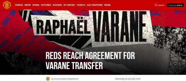 必发APP-曼联官宣瓦拉内即将加盟，皇马走俩中卫不再进补？